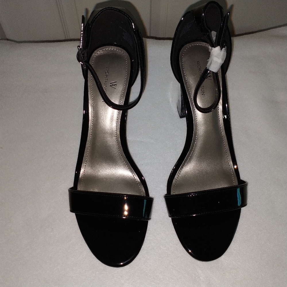 Patent Sandal with Acrylic heel NWOT